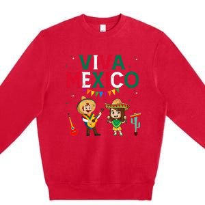 Viva Mexico Boy Girl Maracas Guitar Mexican Independence Premium Crewneck Sweatshirt