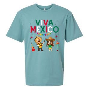 Viva Mexico Boy Girl Maracas Guitar Mexican Independence Sueded Cloud Jersey T-Shirt