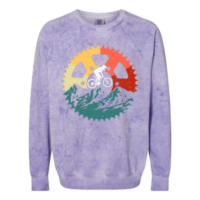 Vintage Mountain Biking Art For Mountain Biker Colorblast Crewneck Sweatshirt