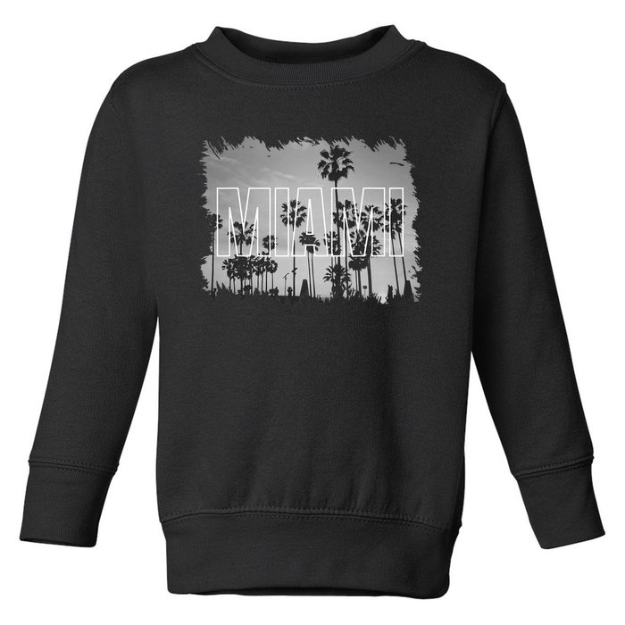 Vintage Miami Black And White Picture Toddler Sweatshirt