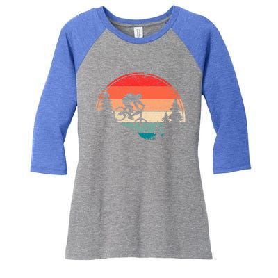 Vintage Mountain Bike Mtb Downhill Biking Cycling Gift Women's Tri-Blend 3/4-Sleeve Raglan Shirt