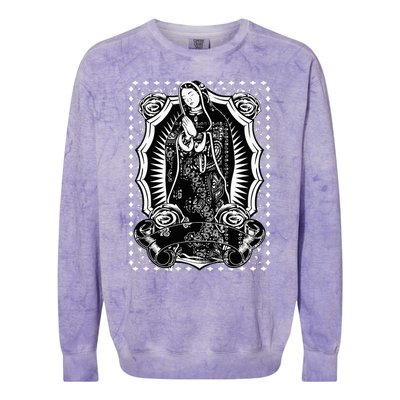 Virgin Mary Black White Bandana Print Chicano Art Cholo Colorblast Crewneck Sweatshirt