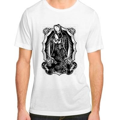 Virgin Mary Black White Bandana Print Chicano Art Cholo Adult ChromaSoft Performance T-Shirt