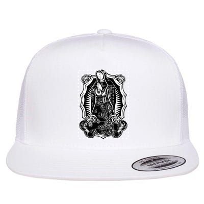 Virgin Mary Black White Bandana Print Chicano Art Cholo Flatbill Hat