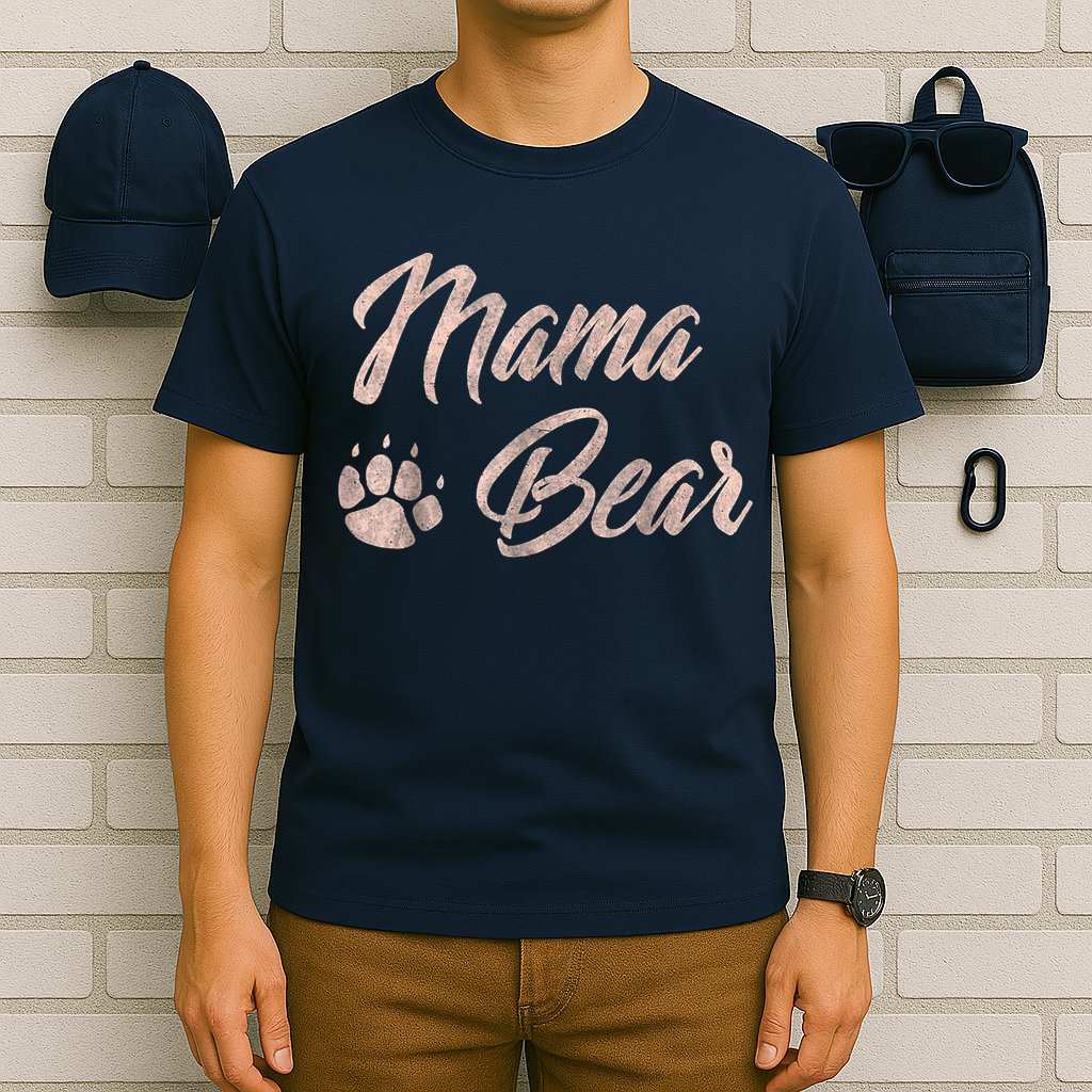 Vintage Mama Bear Paw Funny Mothers Day Mommy Grandma Aunt T-Shirt