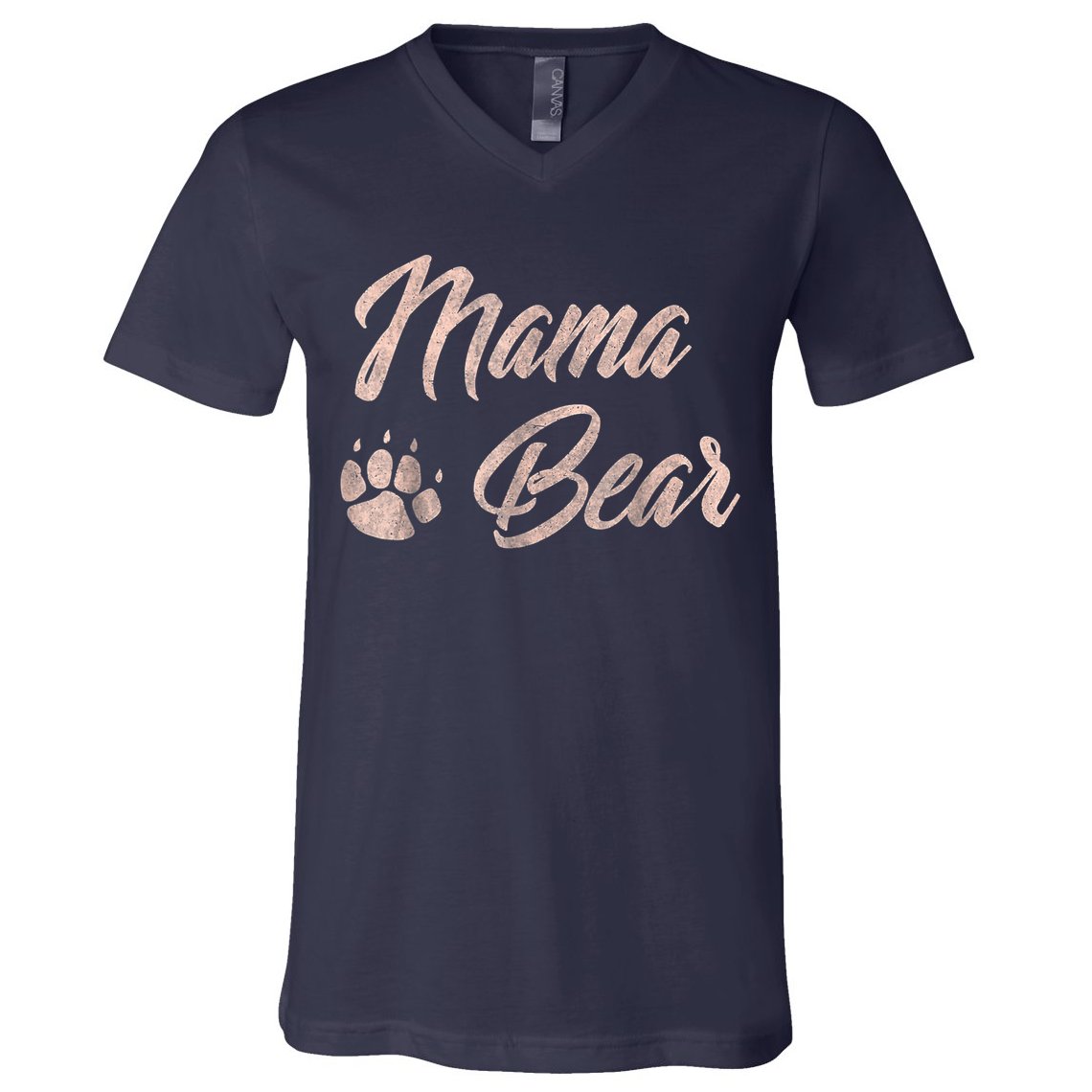 Vintage Mama Bear Paw Funny Mothers Day Mommy Grandma Aunt V-Neck T-Shirt