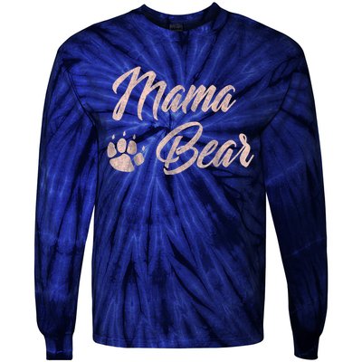 Vintage Mama Bear Paw Funny Mothers Day Mommy Grandma Aunt Tie-Dye Long Sleeve Shirt