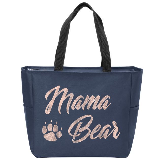 Vintage Mama Bear Paw Funny Mothers Day Mommy Grandma Aunt Zip Tote Bag