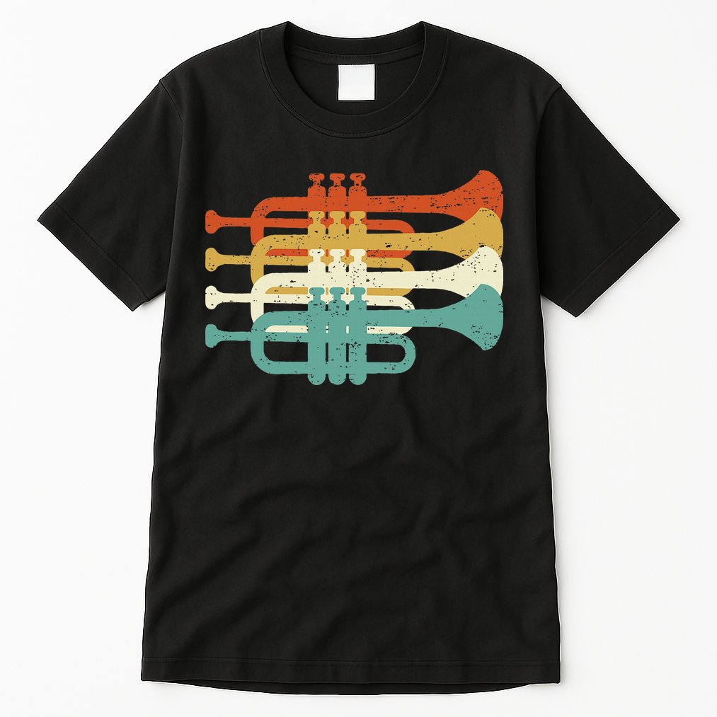Vintage Marching Band Trumpet Player Retro Design Trumpeter Tall T-Shirt
