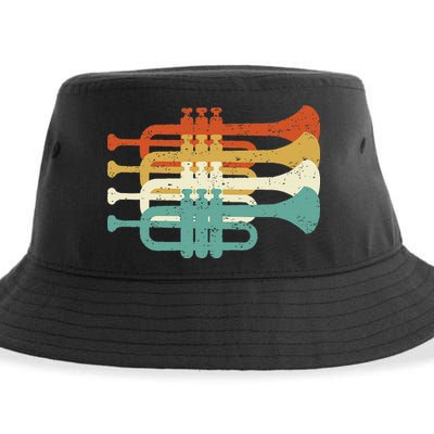 Vintage Marching Band Trumpet Player Retro Design Trumpeter Sustainable Bucket Hat
