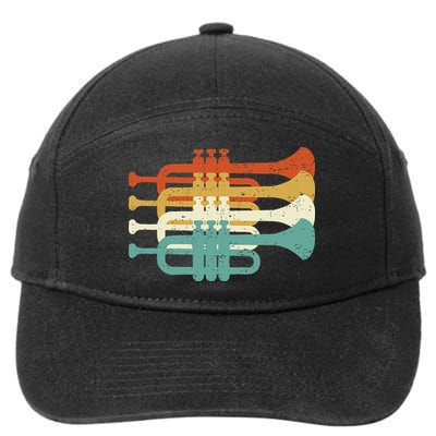 Vintage Marching Band Trumpet Player Retro Design Trumpeter 7-Panel Snapback Hat