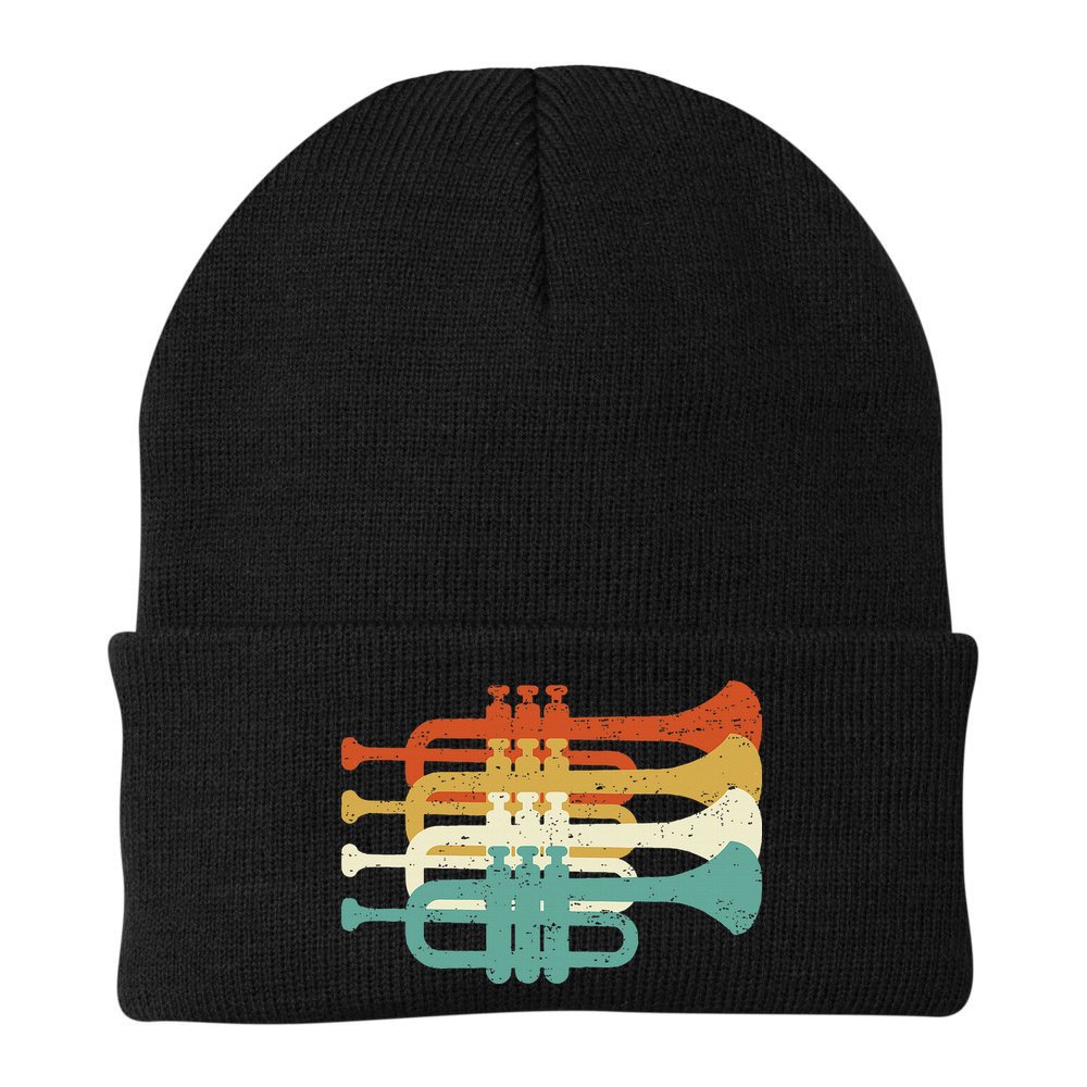 Vintage Marching Band Trumpet Player Retro Design Trumpeter Beanie