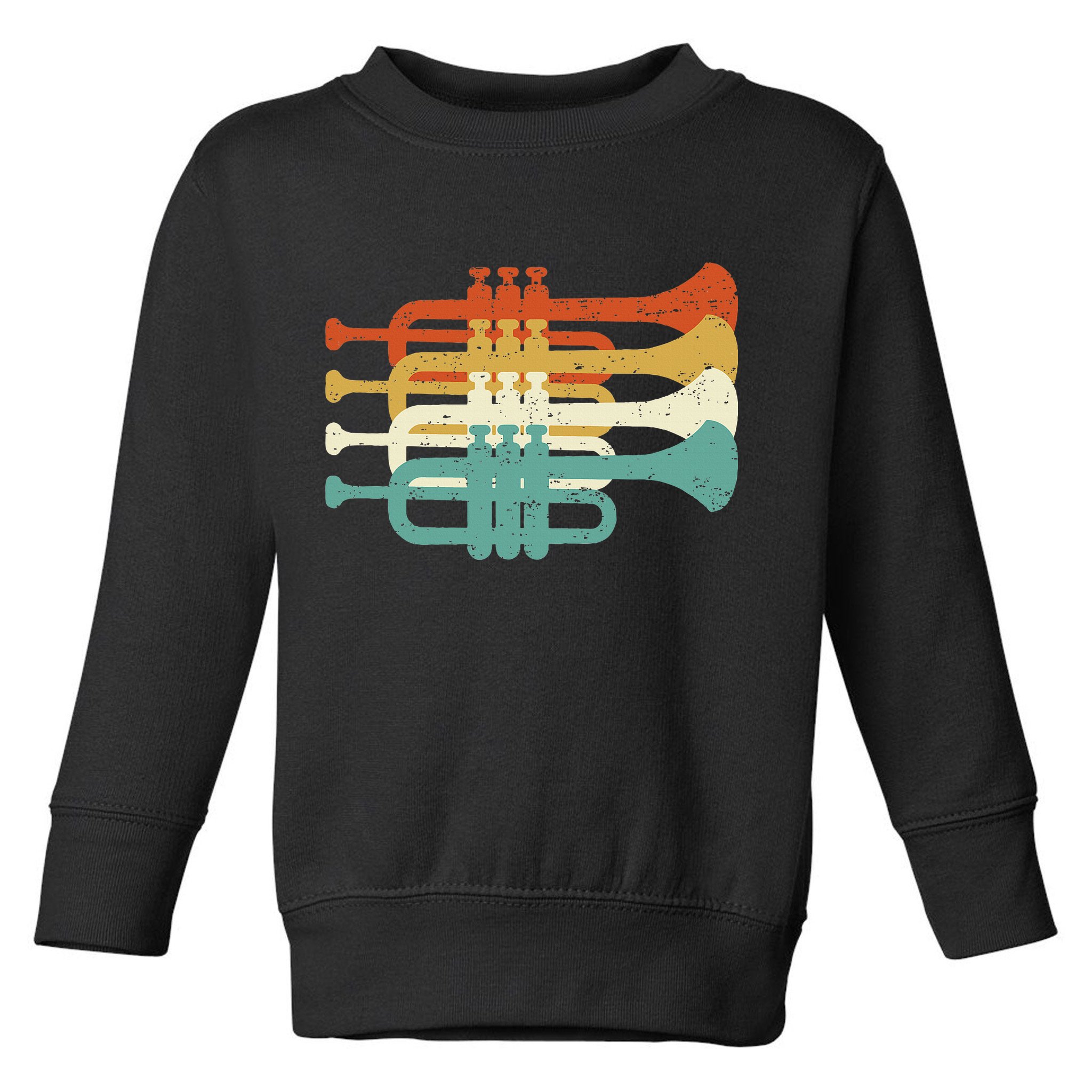 Vintage Marching Band Trumpet Player Retro Design Trumpeter Toddler Sweatshirt