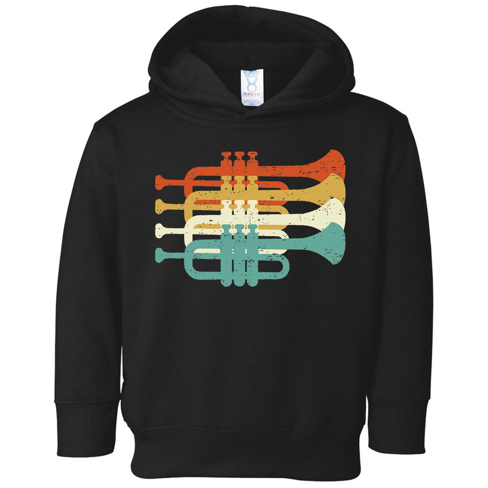 Vintage Marching Band Trumpet Player Retro Design Trumpeter Toddler Hoodie