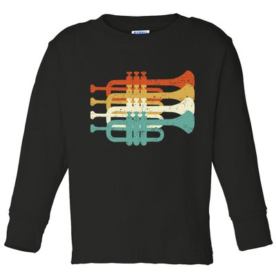 Vintage Marching Band Trumpet Player Retro Design Trumpeter Toddler Long Sleeve Shirt