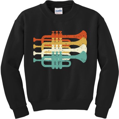 Vintage Marching Band Trumpet Player Retro Design Trumpeter Kids Sweatshirt