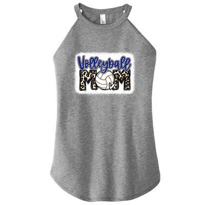 Volleyball Mom Blue Leopard Funny Gift Women’s Perfect Tri Rocker Tank