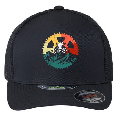 Vintage Mountain Biking Art For Mountain Biker Men Women Flexfit Unipanel Trucker Cap
