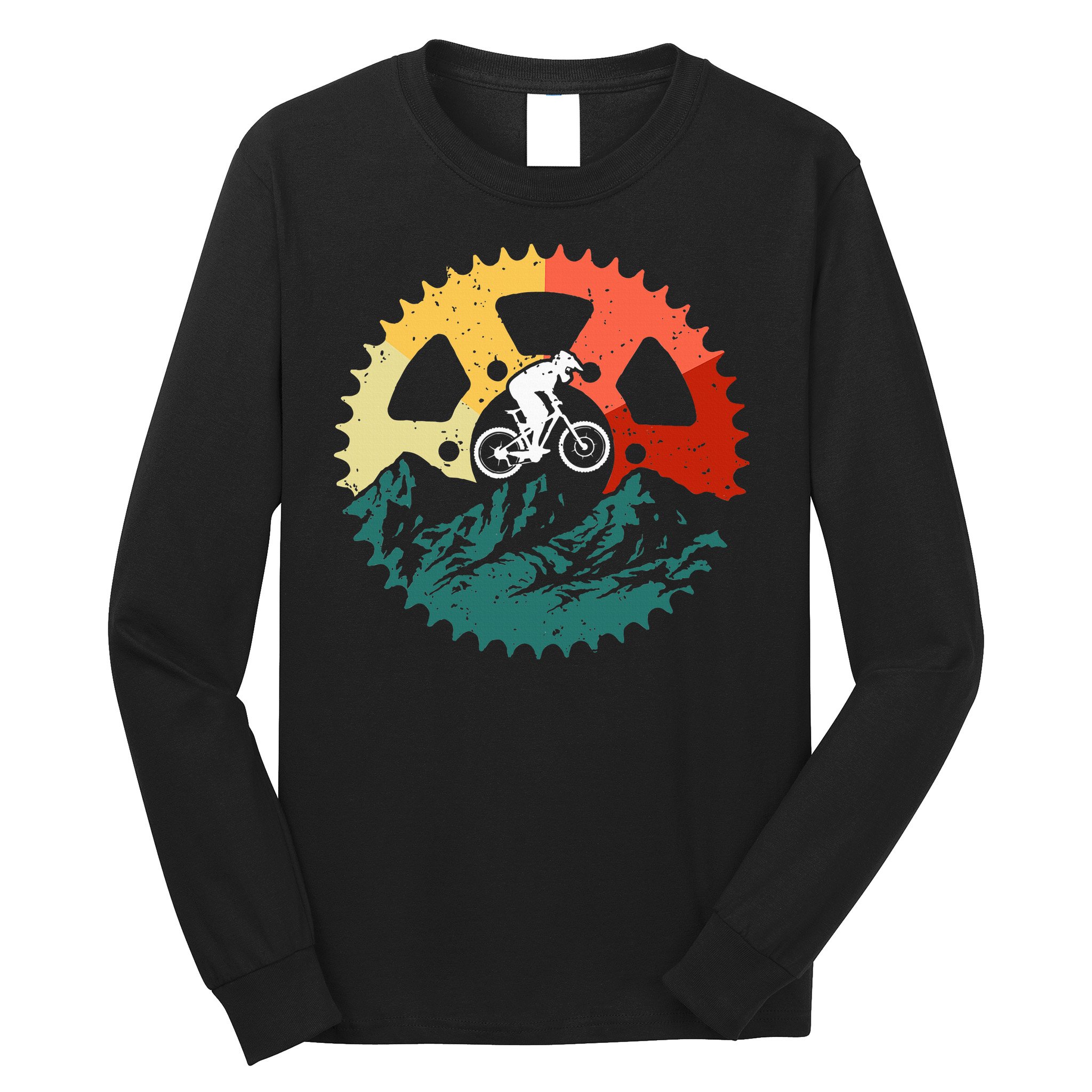 Vintage Mountain Biking Art For Mountain Biker Men Women Long Sleeve Shirt