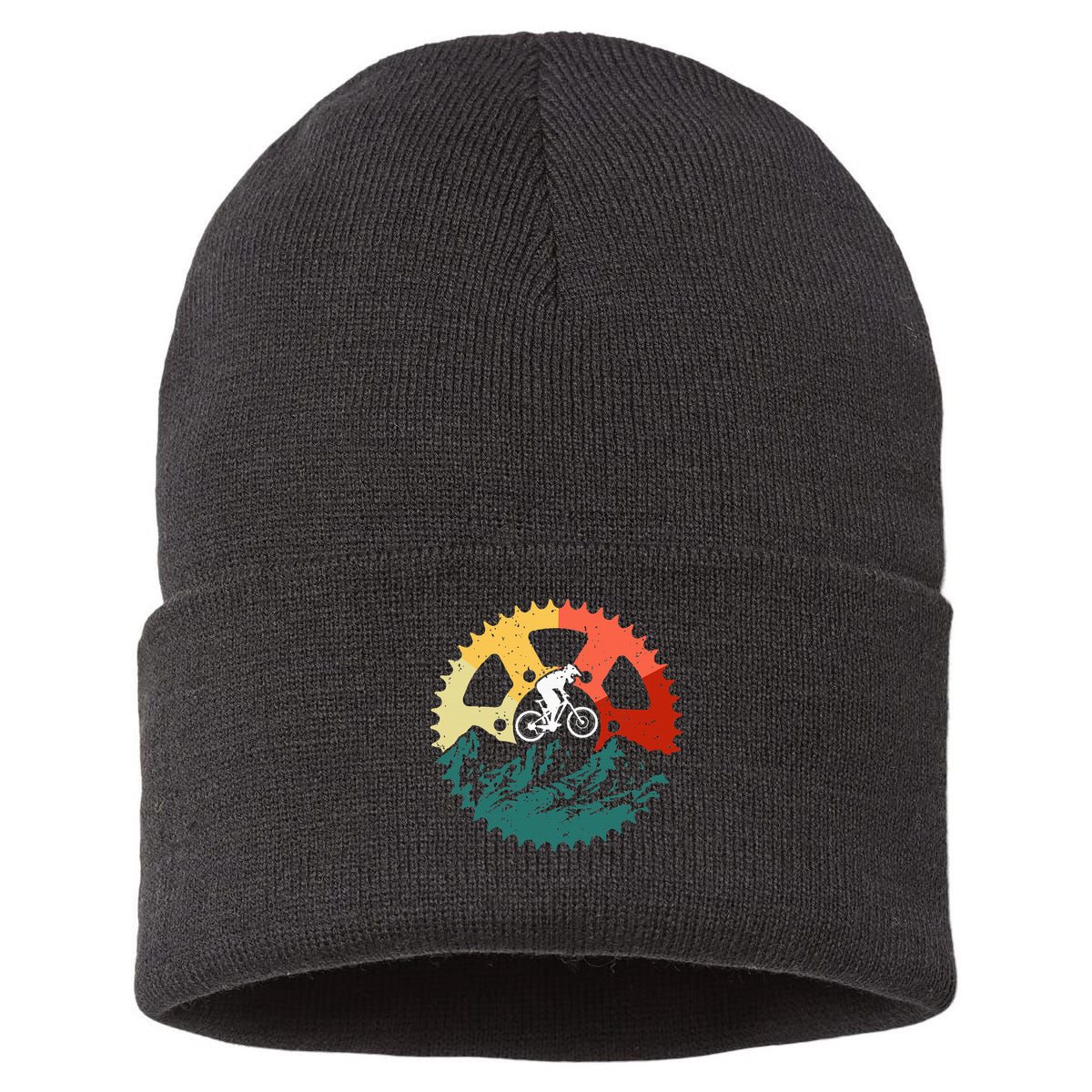Vintage Mountain Biking Art For Mountain Biker Men Women Sustainable Knit Beanie