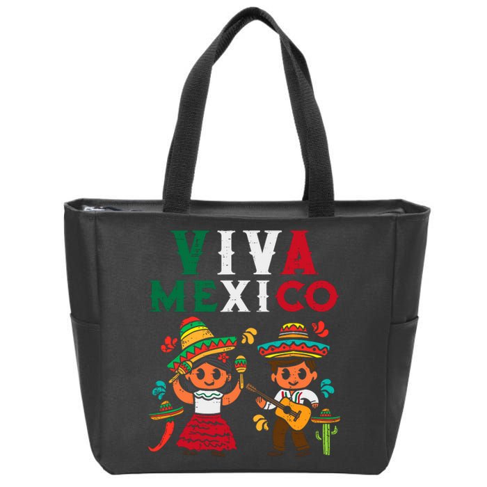 Viva Mexico Boy Girl Maracas Guitar Mexican Independence Zip Tote Bag