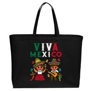 Viva Mexico Boy Girl Maracas Guitar Mexican Independence Cotton Canvas Jumbo Tote