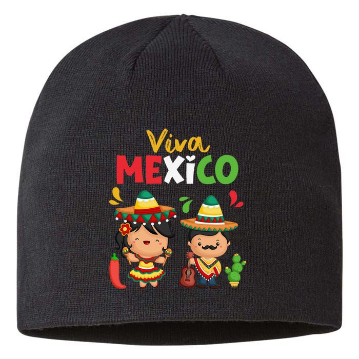 Viva Mexico Boy Girl Maracas Guitar Mexican Independence Gift Sustainable Beanie