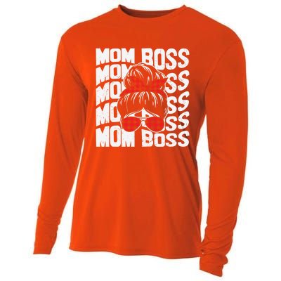 Vintage Mom Boss Ceo Wife Proud Husband Family Mother Gift Cooling Performance Long Sleeve Crew