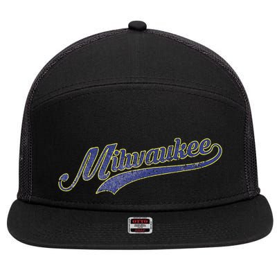 Vintage Milwaukee Baseball 7 Panel Mesh Trucker Snapback Hat