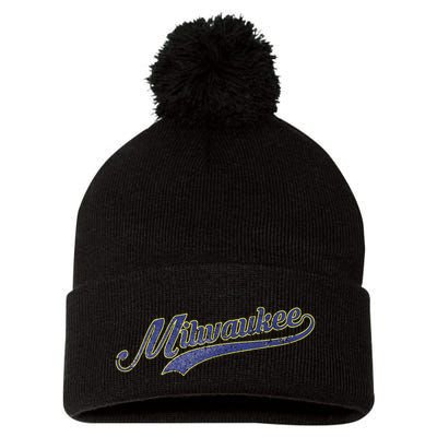 Vintage Milwaukee Baseball Pom Pom 12in Knit Beanie