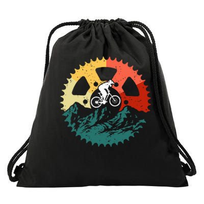 Vintage Mountain Biking Art For Mountain Biker Drawstring Bag