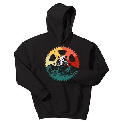 Vintage Mountain Biking Art For Mountain Biker Kids Hoodie