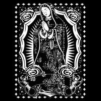 Virgin Mary Black White Bandana Print Chicano Art Cholo Toddler Sweatshirt