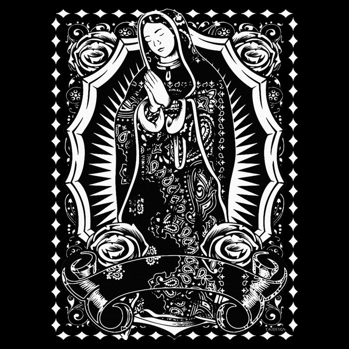Virgin Mary Black White Bandana Print Chicano Art Cholo Toddler Sweatshirt
