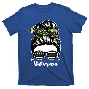 Veteran Messy Bun Hair Funny Veteran Gift T-Shirt