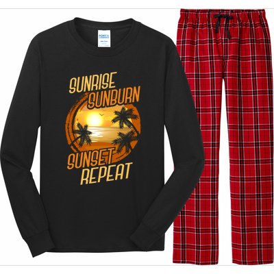 Vacay Mode Beach Vacation Sunrise Sunburn Sunset Repeat Gift Long Sleeve Pajama Set