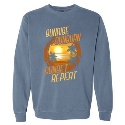 Vacay Mode Beach Vacation Sunrise Sunburn Sunset Repeat Gift Garment-Dyed Sweatshirt