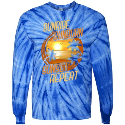 Vacay Mode Beach Vacation Sunrise Sunburn Sunset Repeat Gift Tie-Dye Long Sleeve Shirt