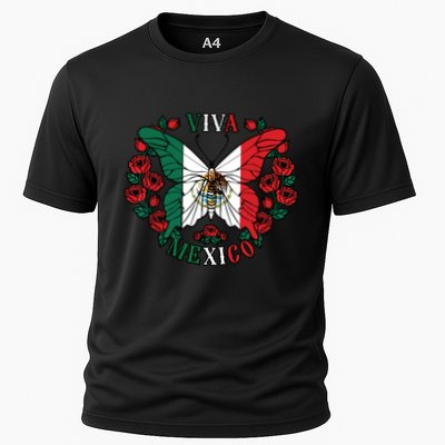 Viva Mexico Butterfly Rose Mexican Independence Performance Shirt