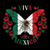 Viva Mexico Butterfly Rose Mexican Independence Hoodie