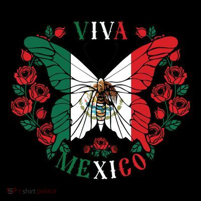Viva Mexico Butterfly Rose Mexican Independence T-Shirt