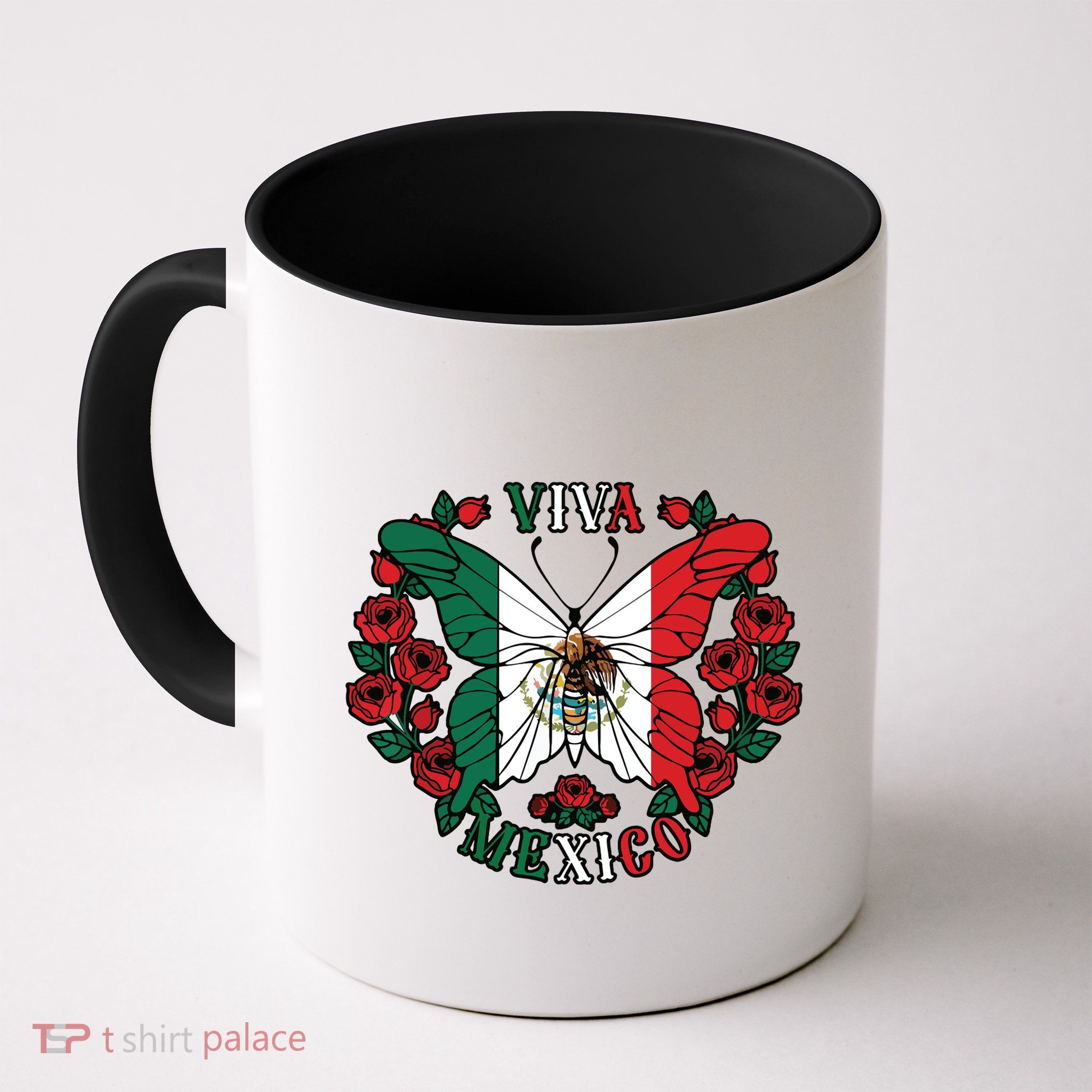 Viva Mexico Butterfly Rose Mexican Independence Mug