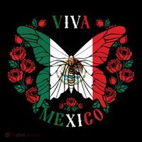 Viva Mexico Butterfly Rose Mexican Independence Premium T-Shirt