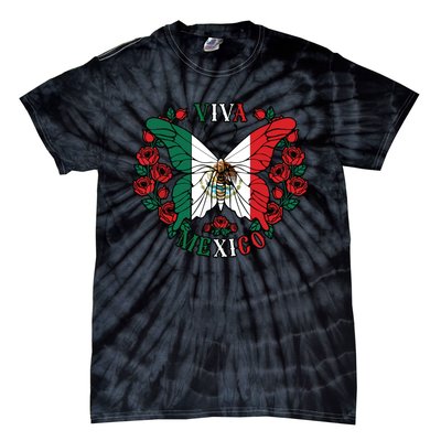 Viva Mexico Butterfly Rose Mexican Independence Tie-Dye T-Shirt