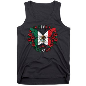 Viva Mexico Butterfly Rose Mexican Independence Tank Top