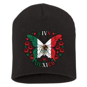 Viva Mexico Butterfly Rose Mexican Independence Short Acrylic Beanie