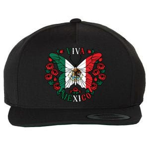 Viva Mexico Butterfly Rose Mexican Independence Wool Snapback Cap