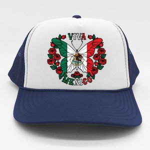 Viva Mexico Butterfly Rose Mexican Independence Trucker Hat