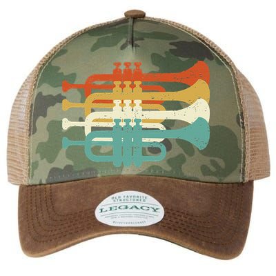 Vintage Marching Band Trumpet Player Retro Design Trumpeter Legacy Tie Dye Trucker Hat