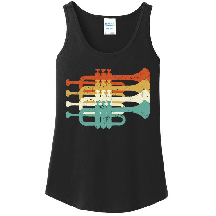 Vintage Marching Band Trumpet Player Retro Design Trumpeter Ladies Essential Tank